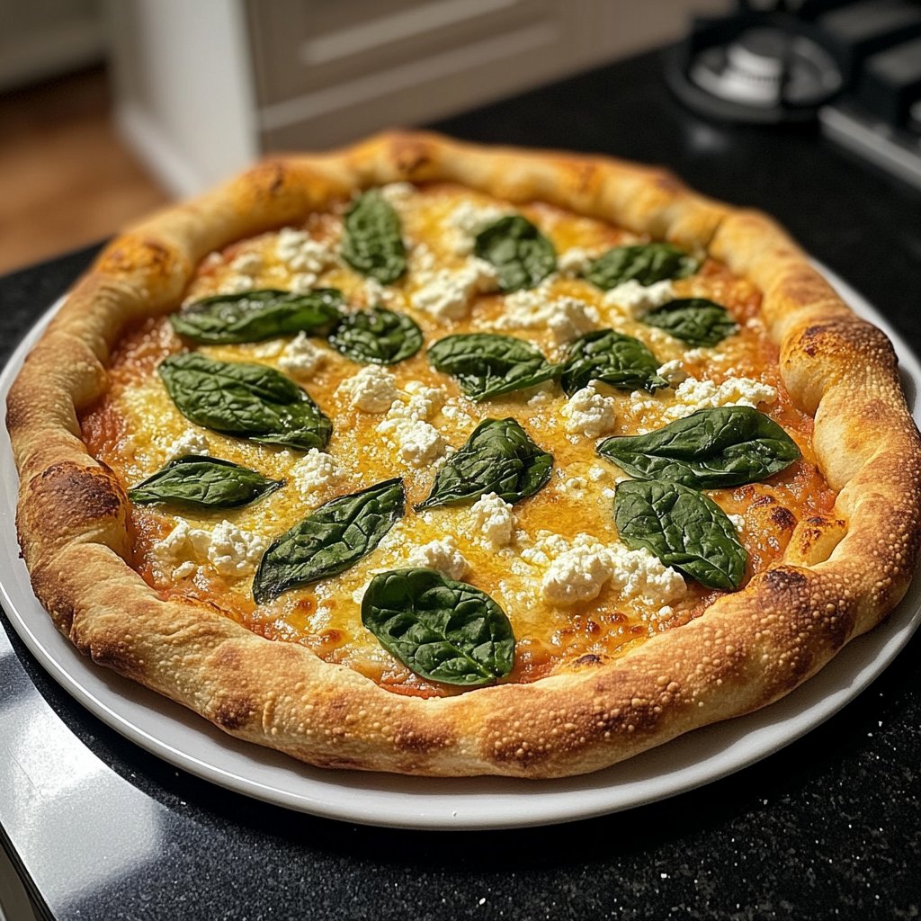 Pizza mit Spinat und Ricotta