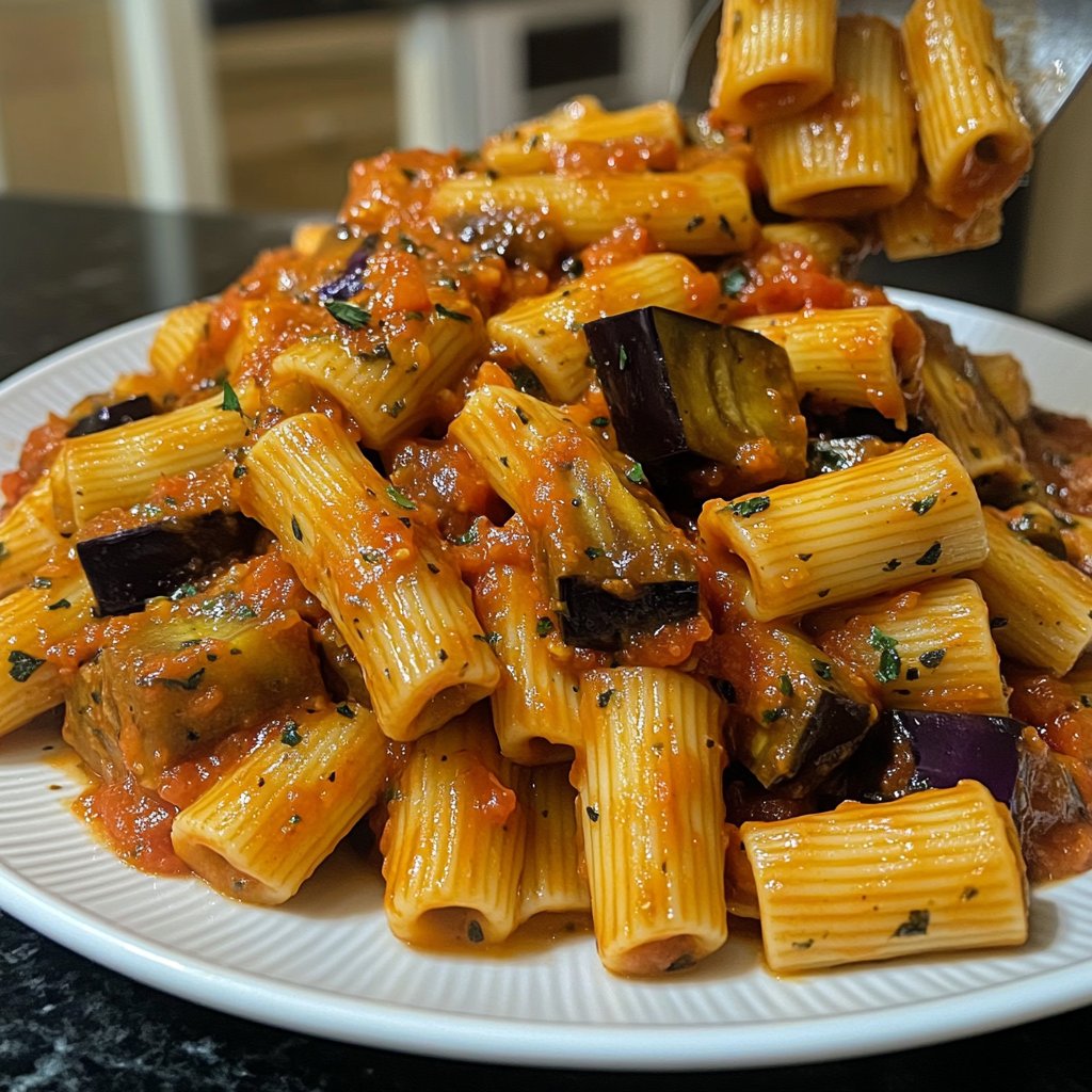 Rigatoni mit Auberginen-Tomatensauce