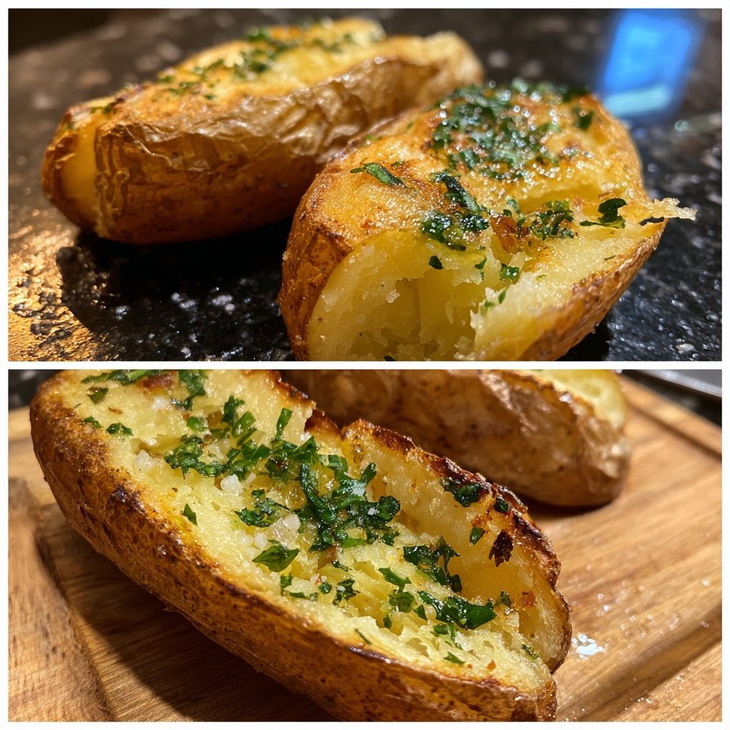 Mittagessen mit Ofenkartoffeln