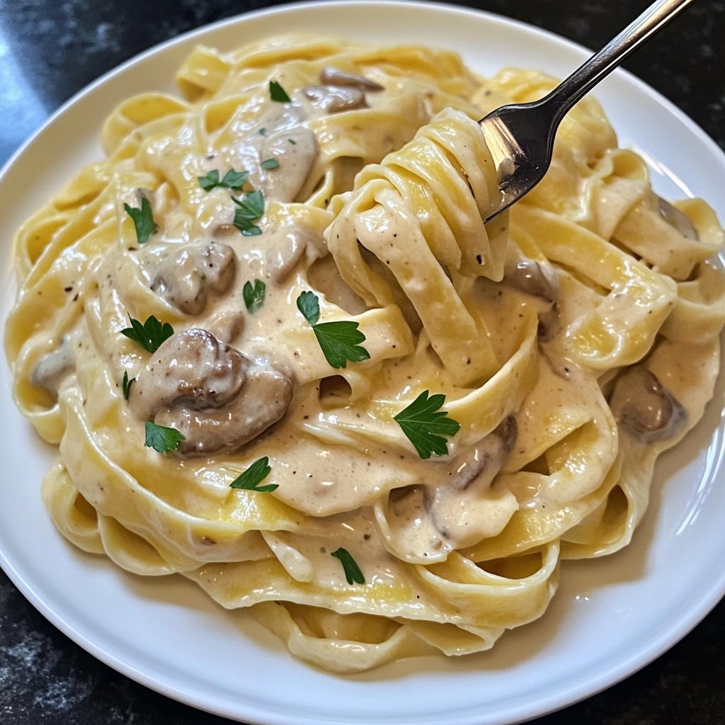 Tagliatelle mit Pilzrahm